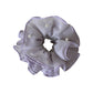 Gifty - Ruffled Polka Dot Mesh-Look Polyester Scrunchie