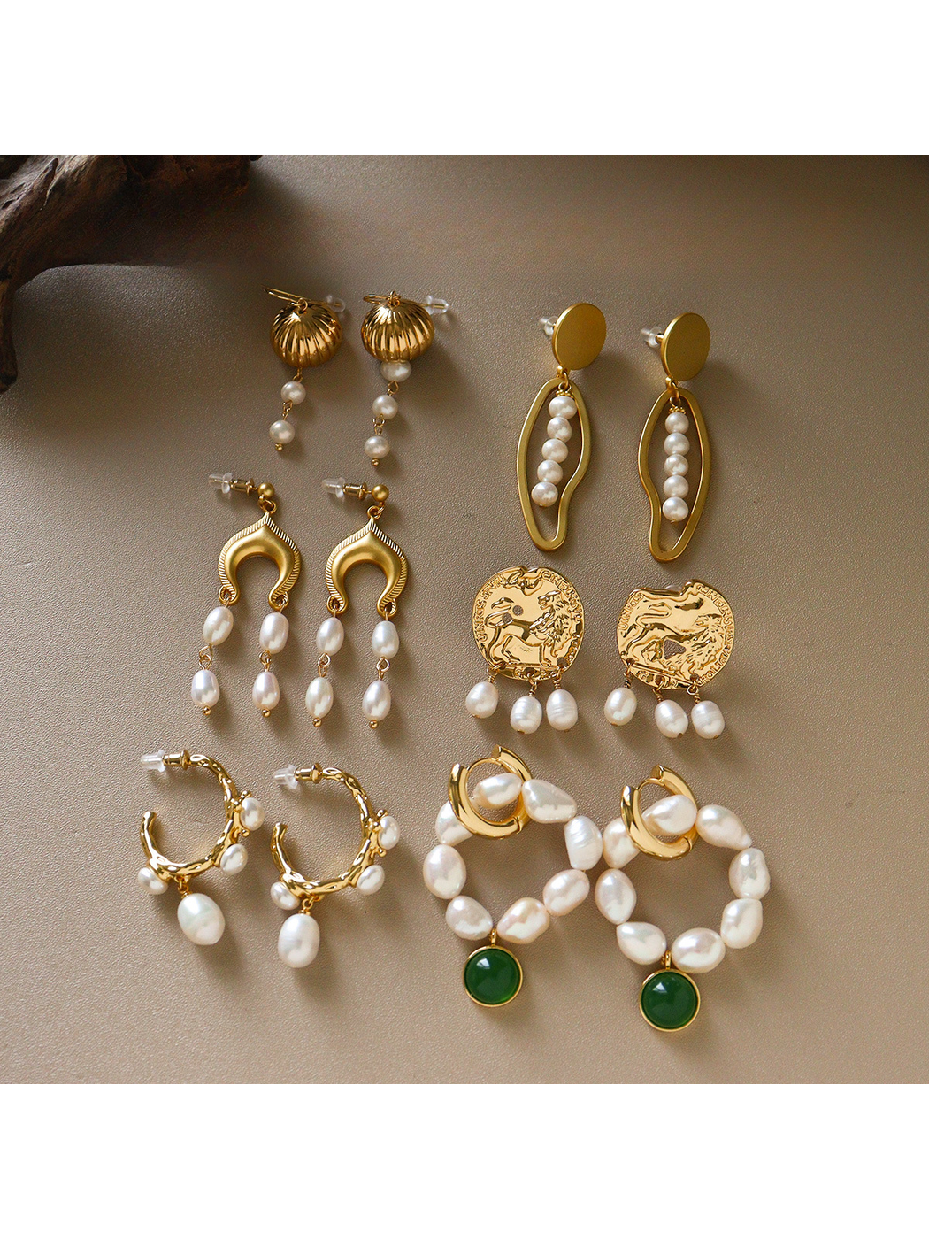 Earedge - Vintage Geometric Drop Detail Stud Earrings