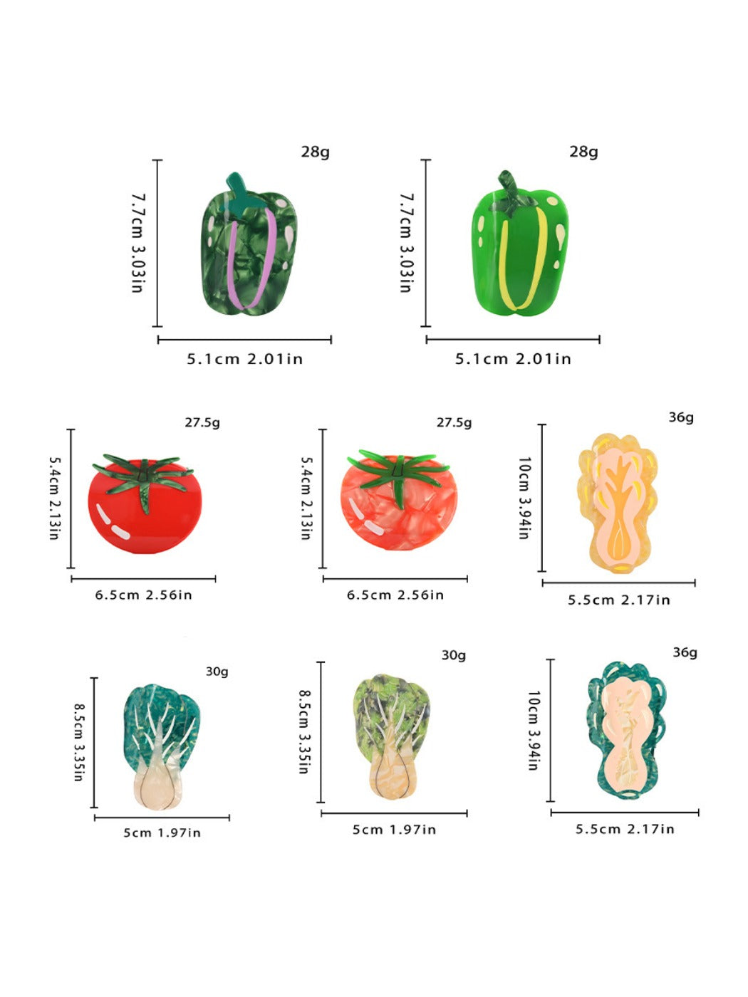 Beau - Fruit Vegetable Acetate Hair Claw Clip