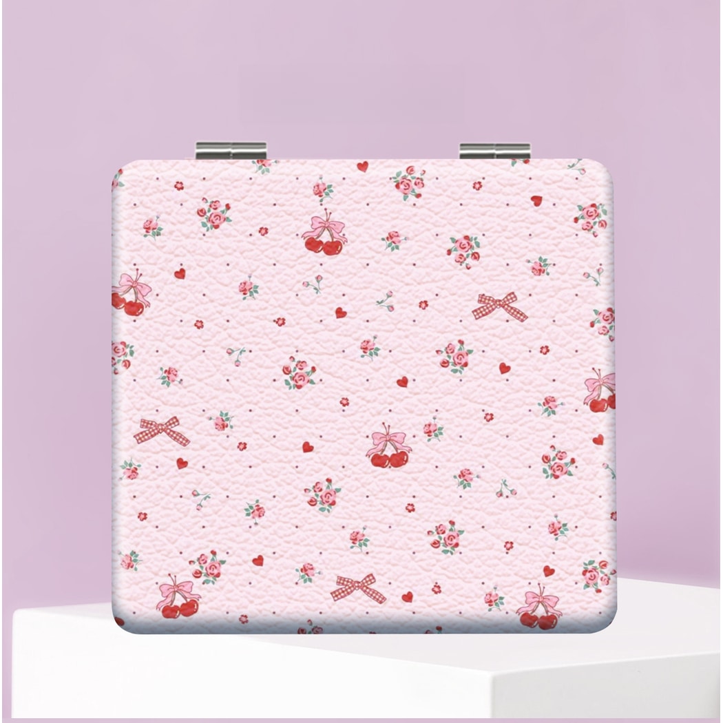 Mirroray - Foldable Floral PU Leather Makeup Mirror