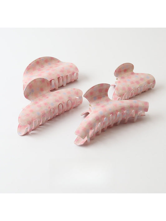 Beau - Pink Floral Printed PVC Hair Claw Clip