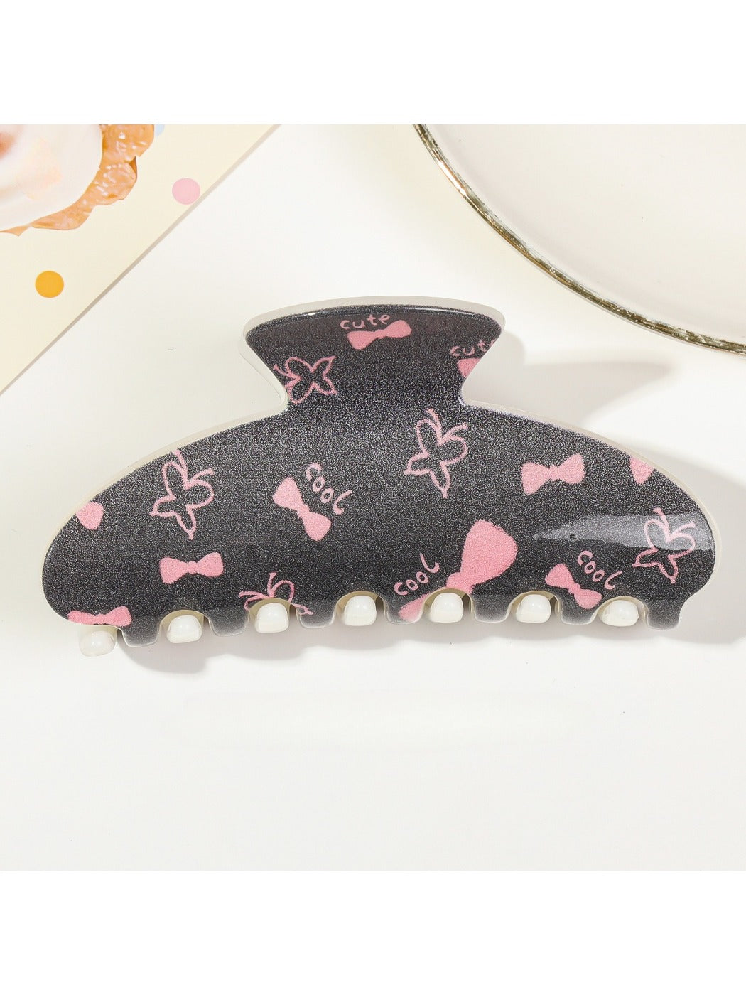 Beau - Black Square Tooth Claw Clip