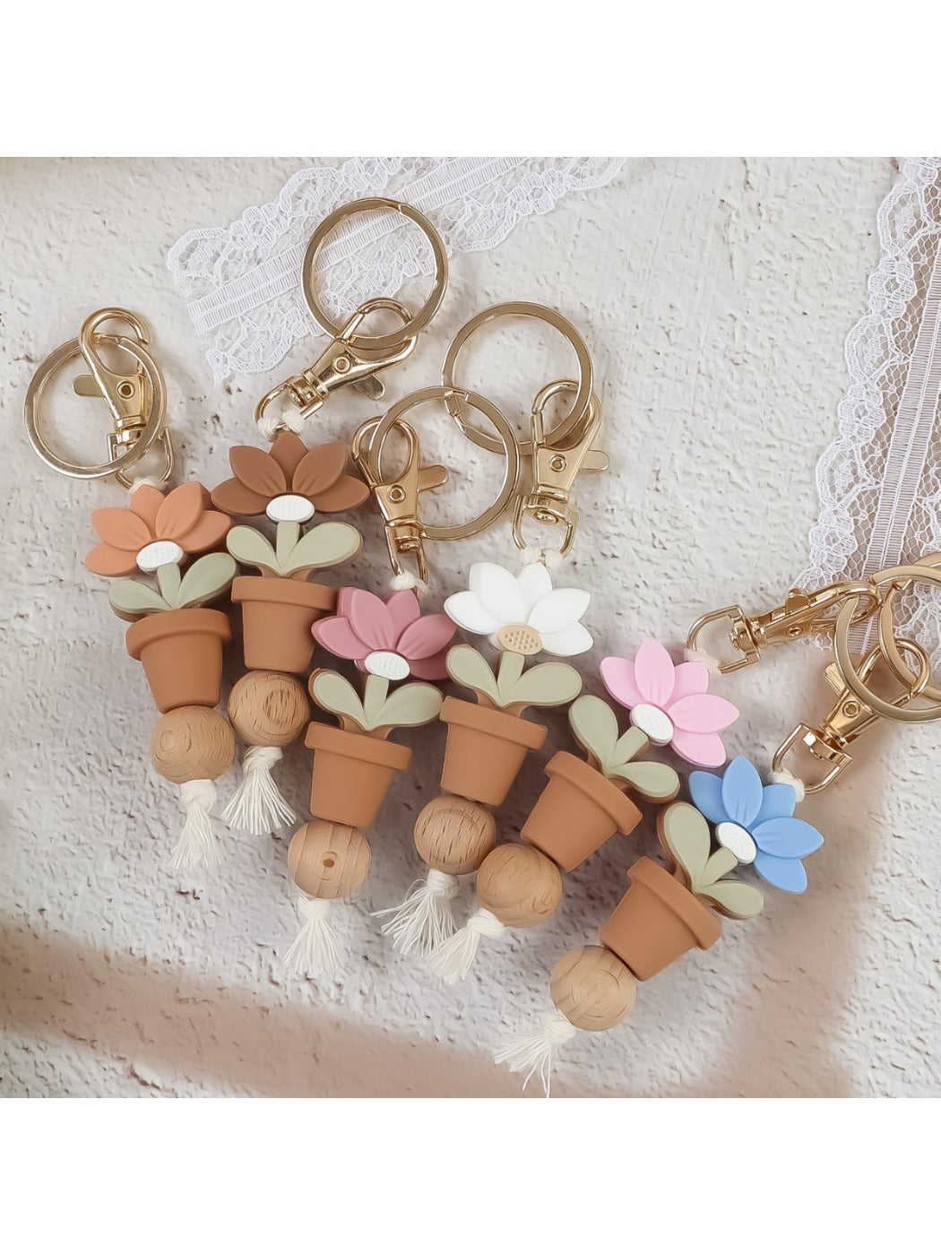 Keypus - Silicone Lotus Potted Plant Keychain