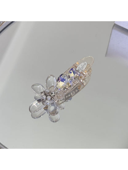 Beau - Floral Heart Accent Acrylic Alloy Hair Clip