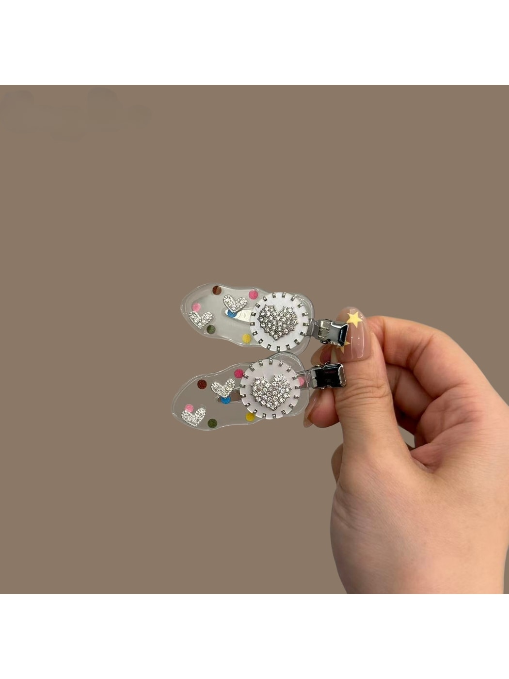 Beau - Sweet Style Heart Decor Transparent Hair Clip