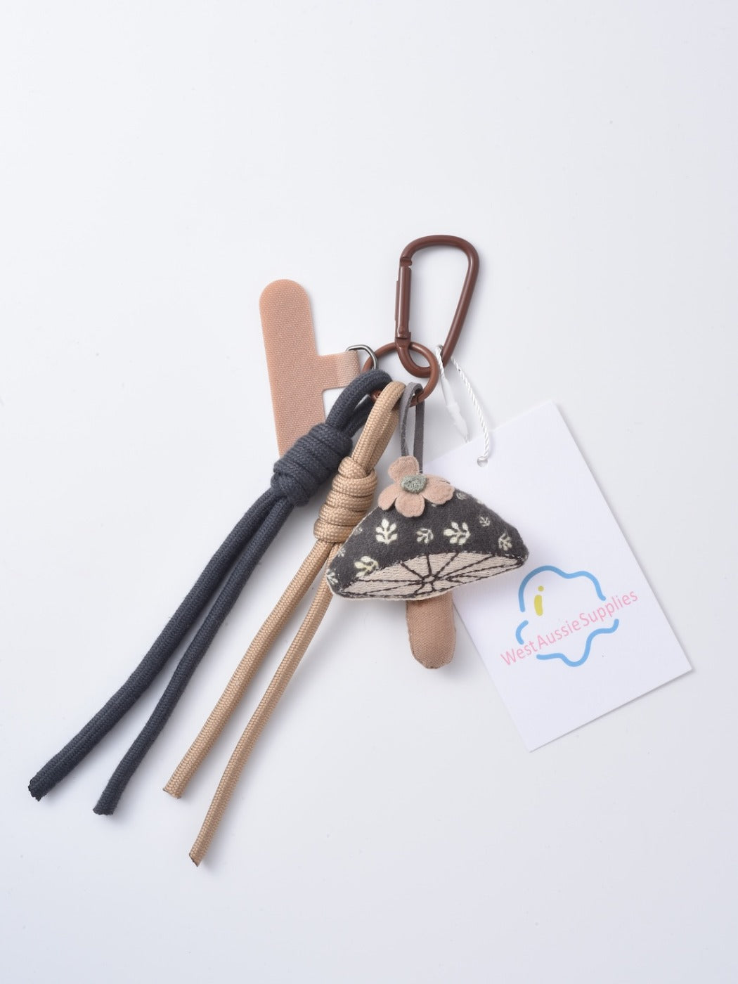 Keypus - Gray Floral Pattern Mushroom Keychain