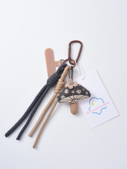 Keypus - Gray Floral Pattern Mushroom Keychain