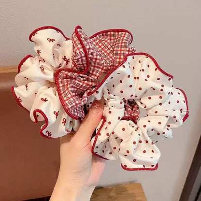 Gifty - Checked Print Detail Polyester Scrunchie