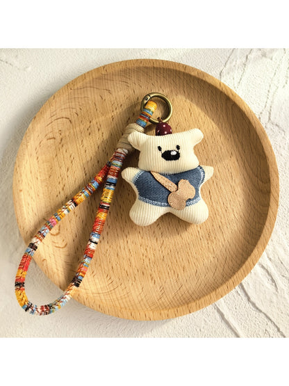 Keypus cartoon doll keychain with detailed facial embroidery and sewn limbs
