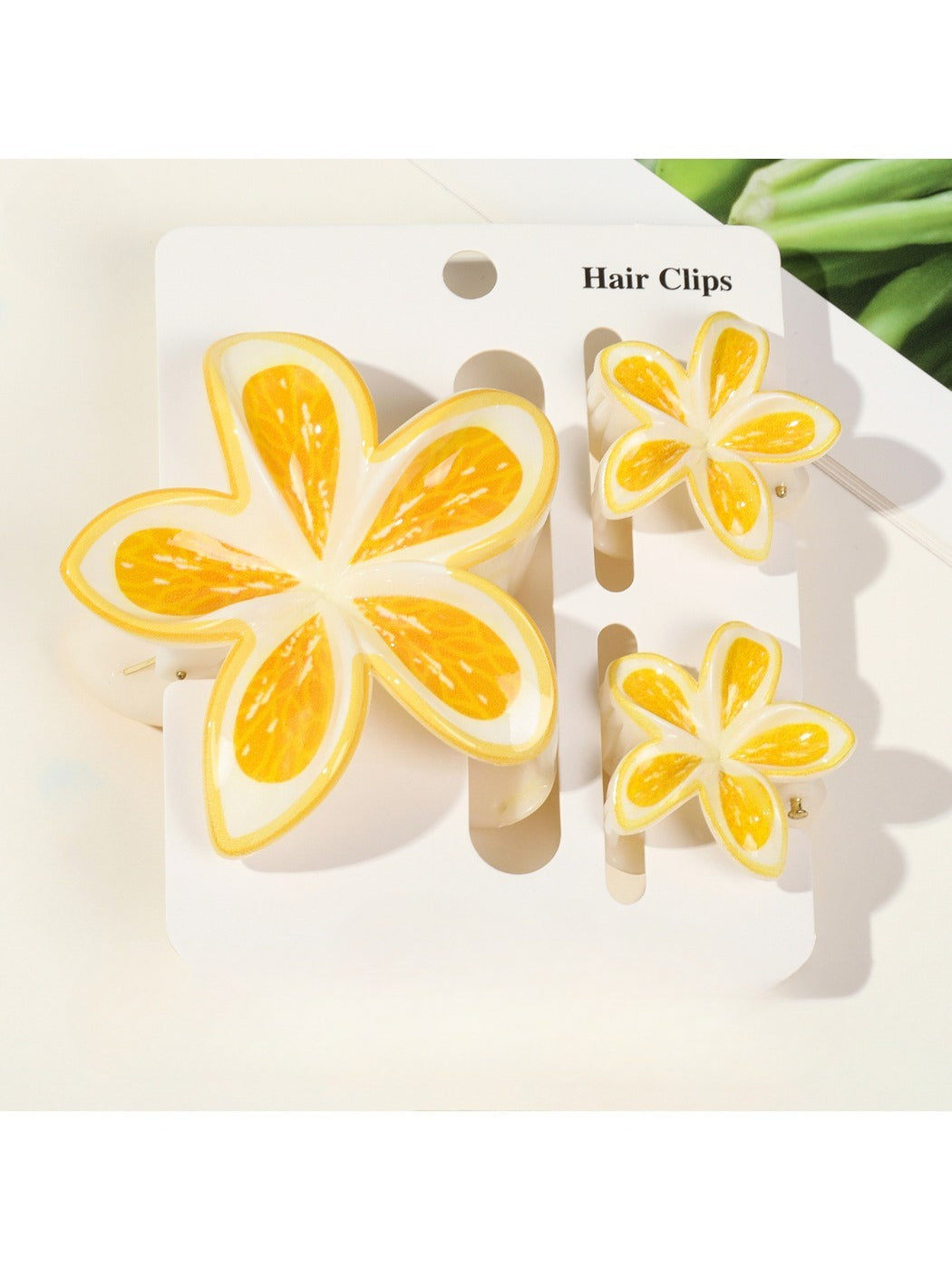 Beau - 3 Pack Plumeria Hair Clips Set