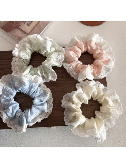 Gifty - Sweet Small Floral Lace Trim Scrunchie