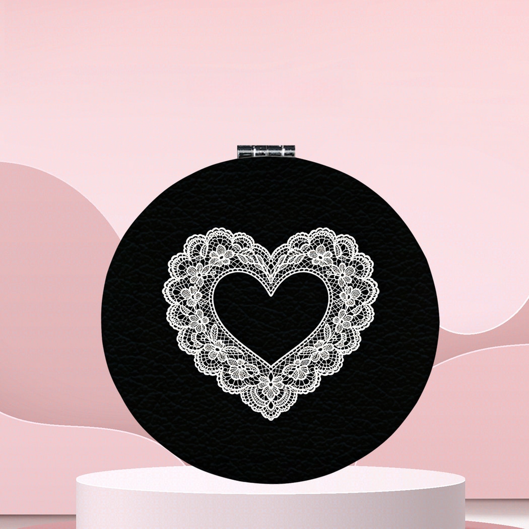 Mirroray - Round Heart Pattern Folding Makeup Mirror
