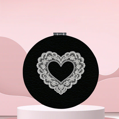 Mirroray - Round Heart Pattern Folding Makeup Mirror