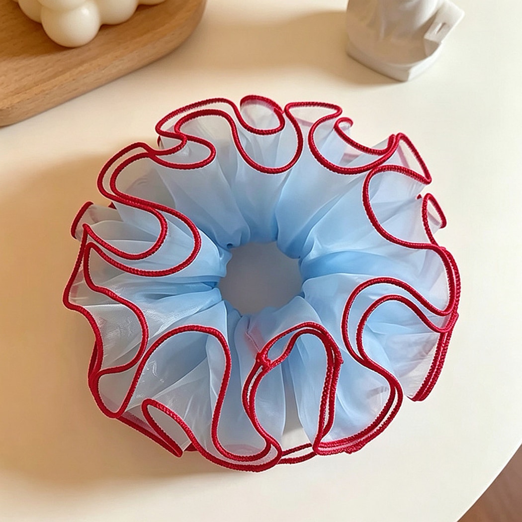 Gifty - Layered Mesh Frill Edge Polyester Scrunchie