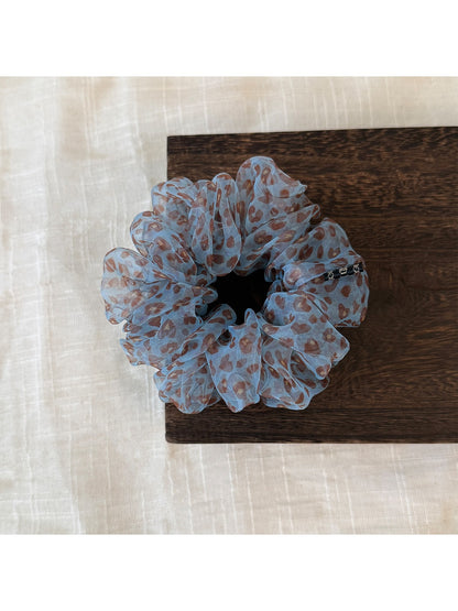 Gifty - Printed Polyester Mesh Ruffled Scrunchie