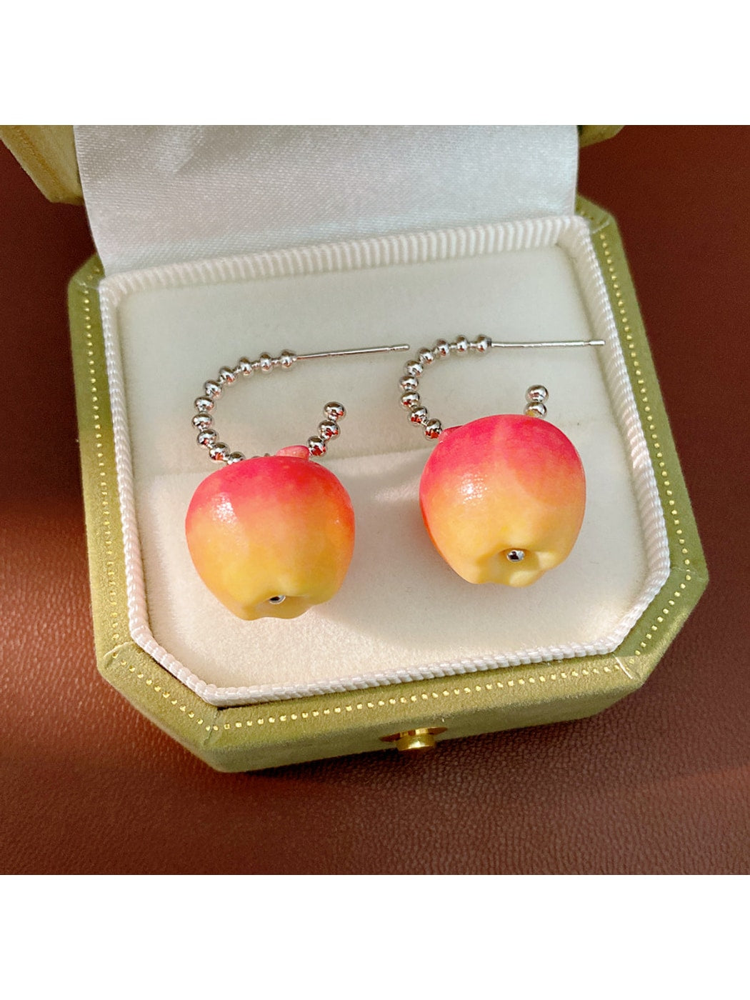 Earedge - Cute Fruit Inspired Apple Shape Stud Earrings
