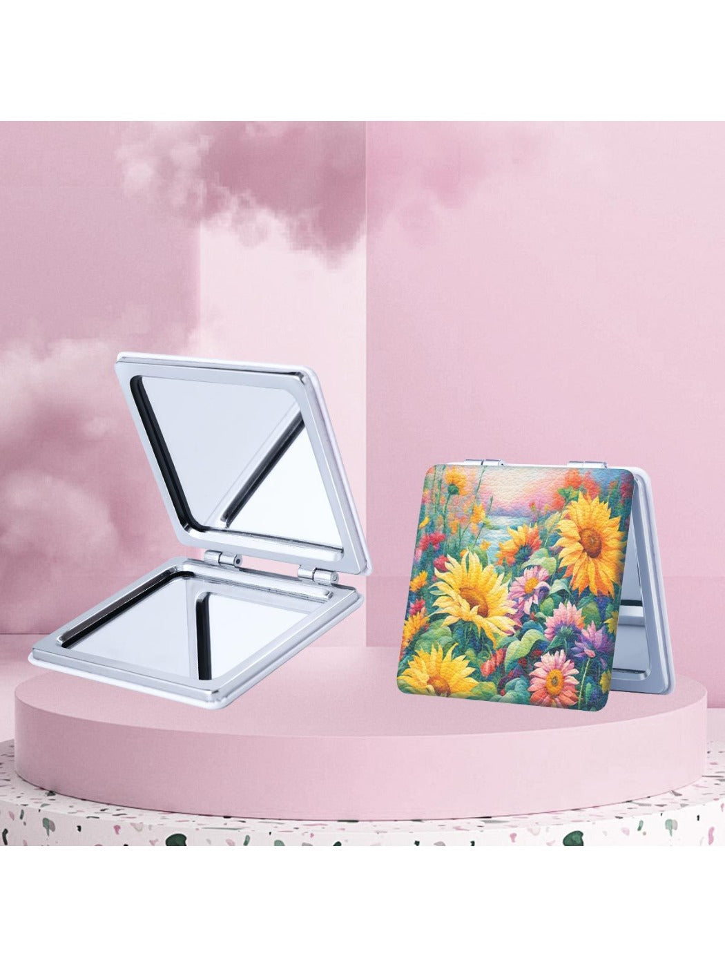 Mirroray - Oil Painting Flower Pattern Makeup Mirror
