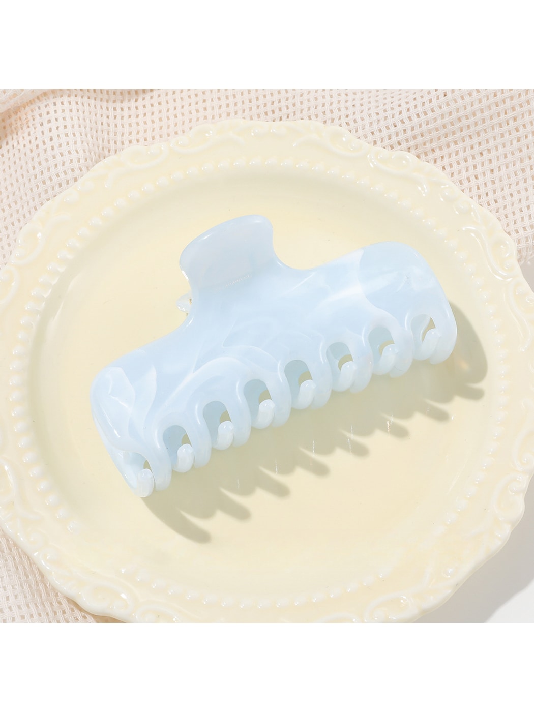 Beau - Marbled Plastic Flat Profile Hair Claw Clip