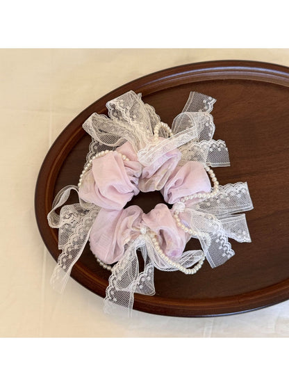 Gifty - Polyester Lace Bow Round Design Hair Tie