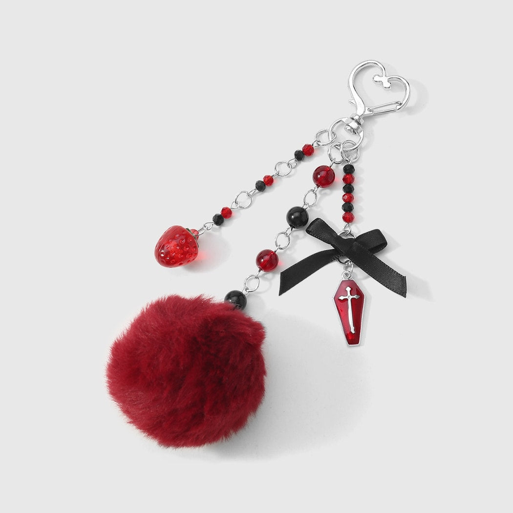 Keypus - Y2K Fuzz Ball and Cross Design Keychain