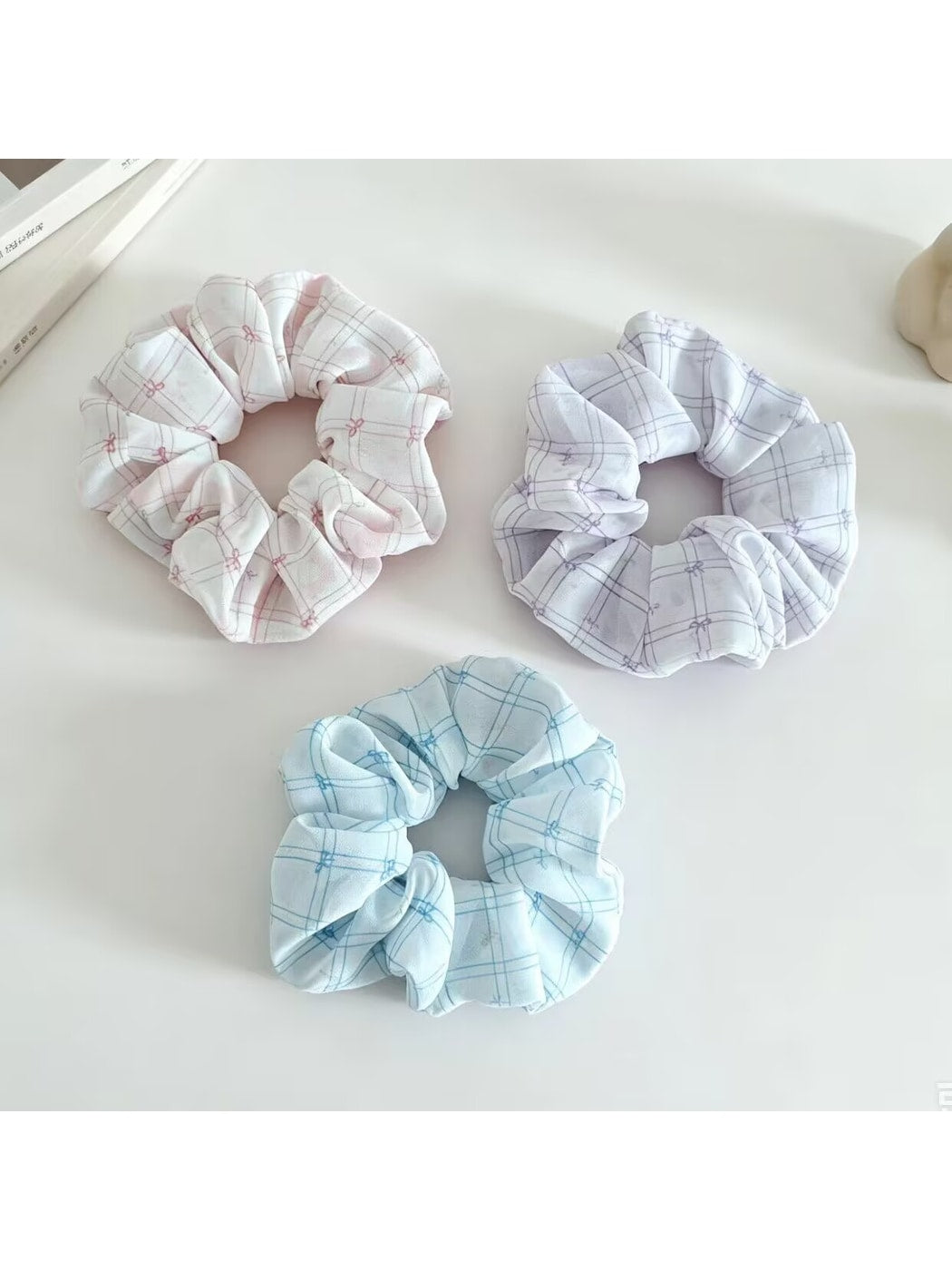 Gifty - Simple Plaid Geometric Pattern Hair Scrunchie