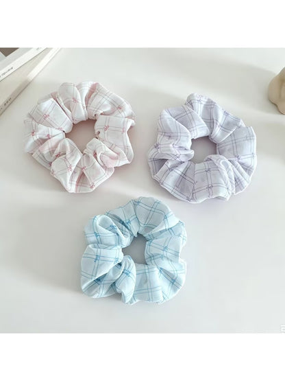 Gifty - Simple Plaid Geometric Pattern Hair Scrunchie