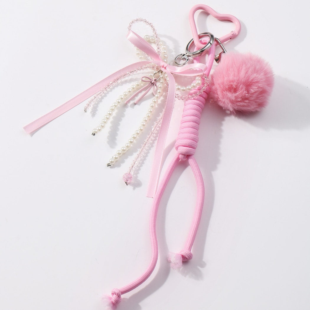 Keypus - Sweet Style Beaded Bow Pendant Keychain