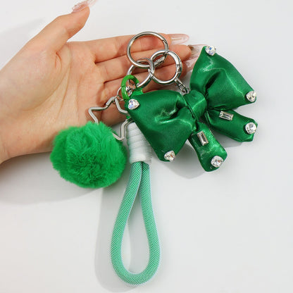 Keypus - Green Pom Pom Bow Turtle Keychain