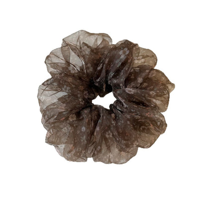 Gifty - Ruffled Flower Print Polyester Hair Scrunchie