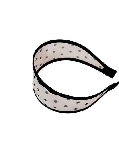 Gifty - Polka Dot Mesh Trim Geometric Pattern Headband