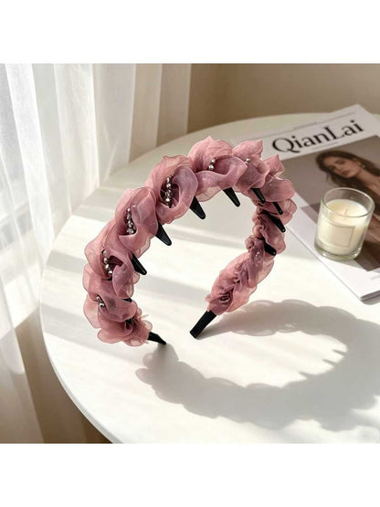 Gifty - Crinkled Trim Plastic Tooth Fabric Headband