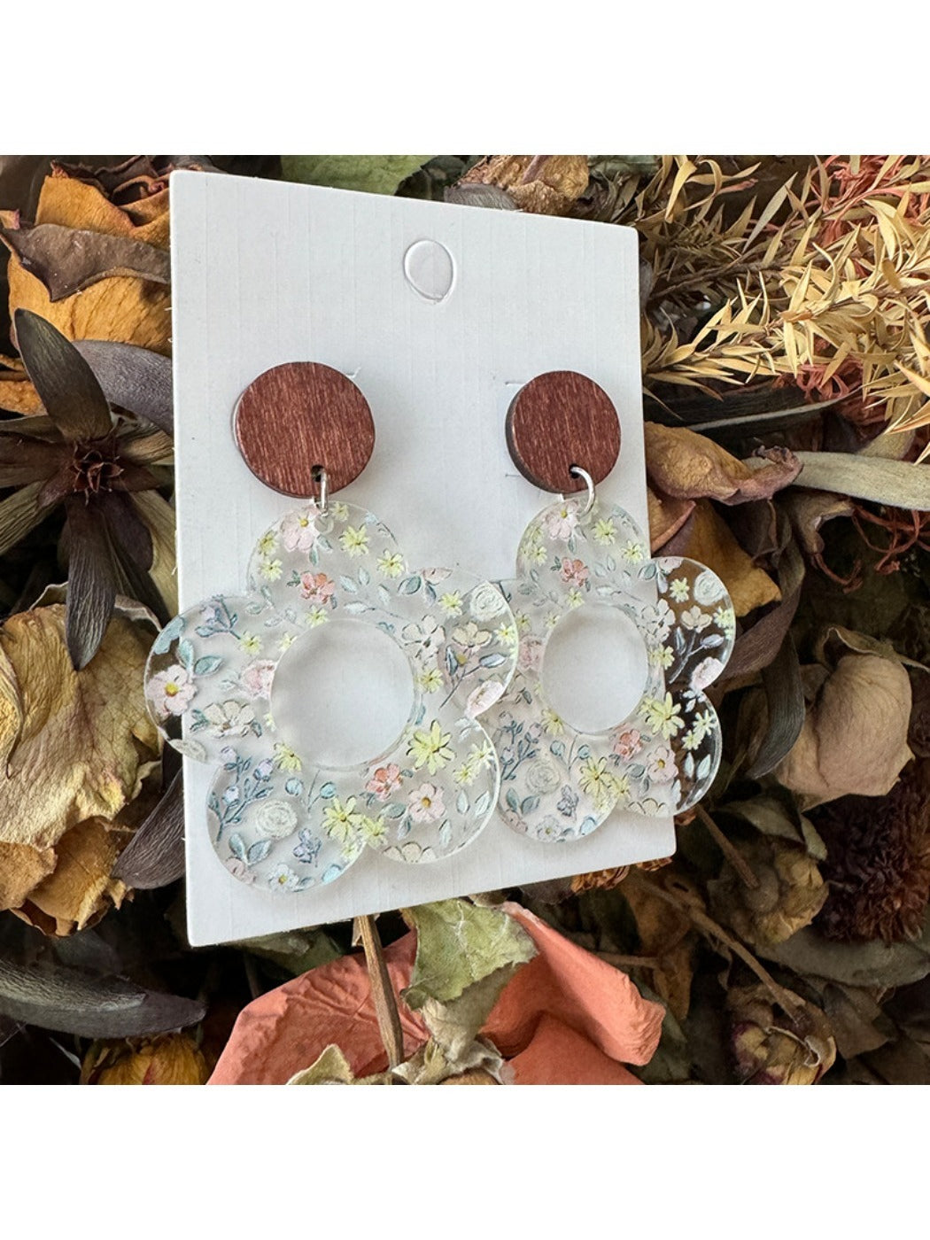 Earedge - Printed Daisy Patchwork Earrings