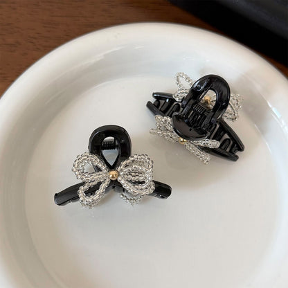 Beau - Beaded Bow Plastic Alloy Decorative Claw Clip