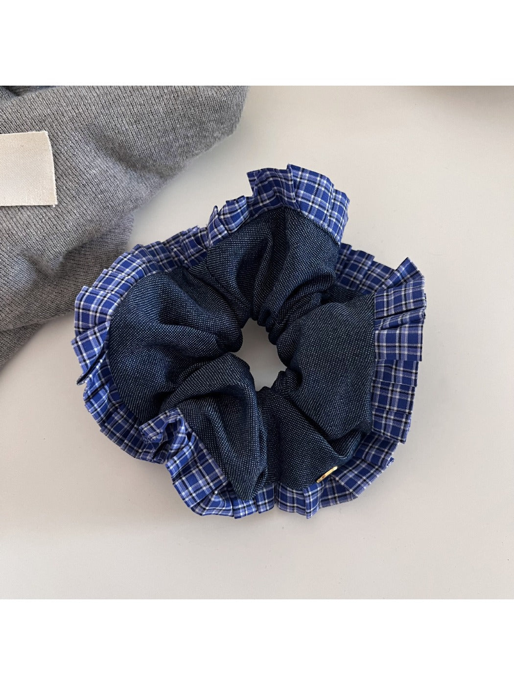 Gifty - Blue Plaid Scrunchie Hair Tie