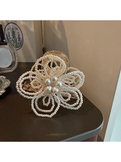 Beau - Flower Shape Beaded Decorative Claw Clip