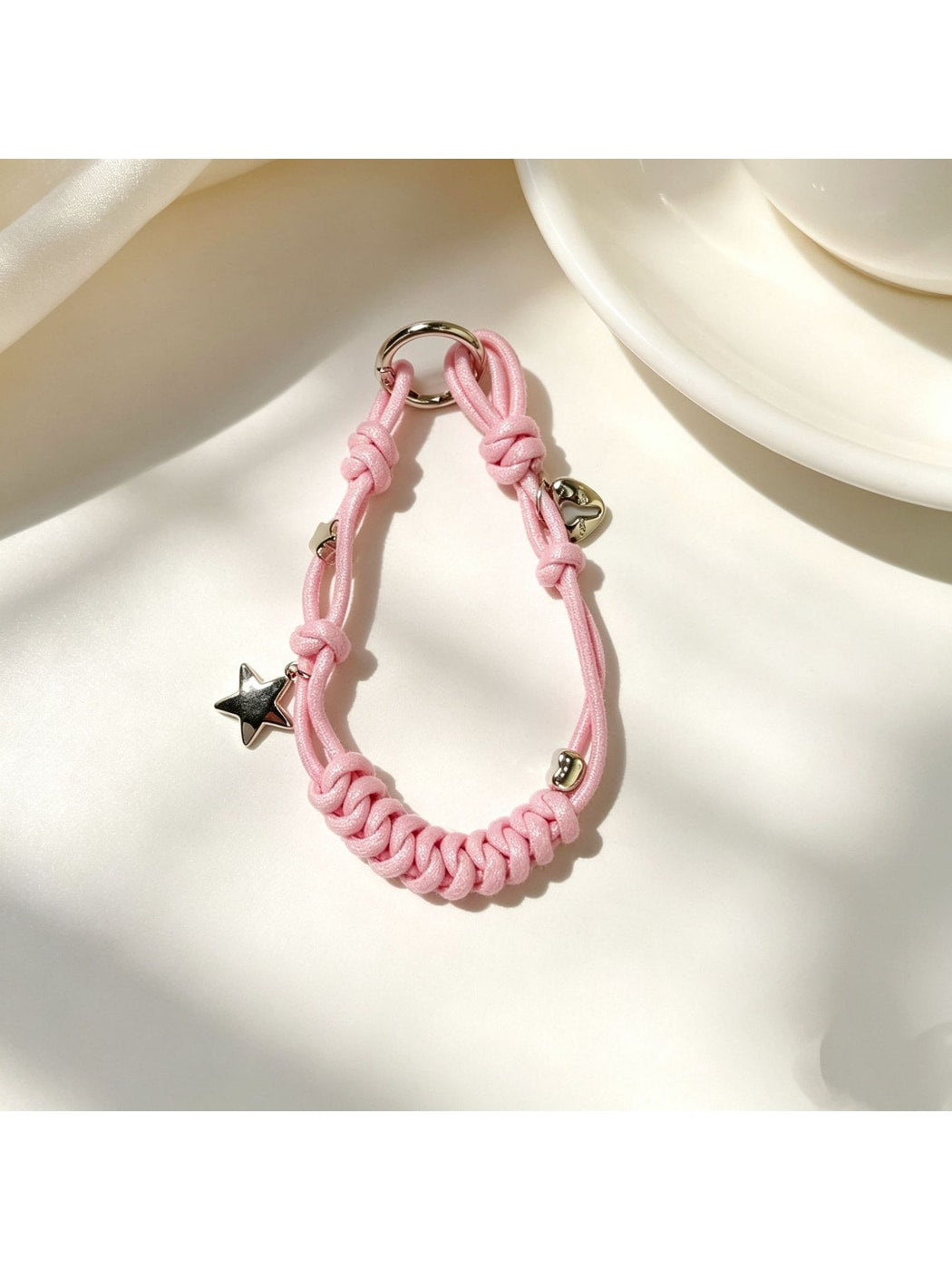 Keypus - Star Detail Woven Phone Strap Alloy Keychain