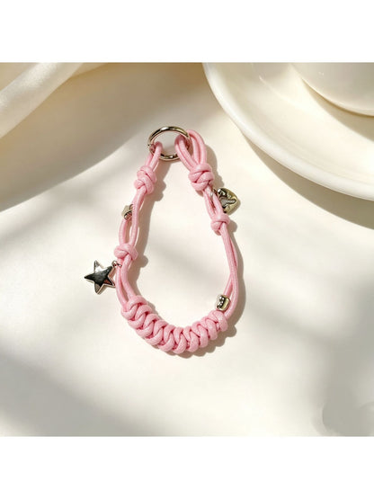 Keypus - Star Detail Woven Phone Strap Alloy Keychain