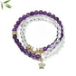 Close-up of Lovra elegant amethyst double wrap beaded bracelet with purple stones and silver accents