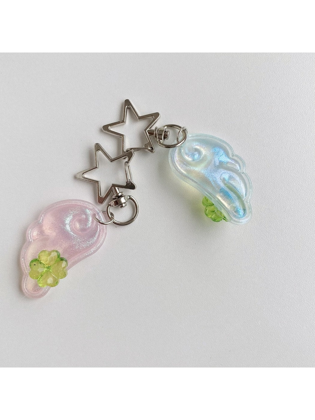 Keypus - Glitter Wing Four Leaf Clover Acrylic Keychain
