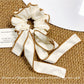 Gifty - Elegant Beige Scrunchie with Khaki Trim
