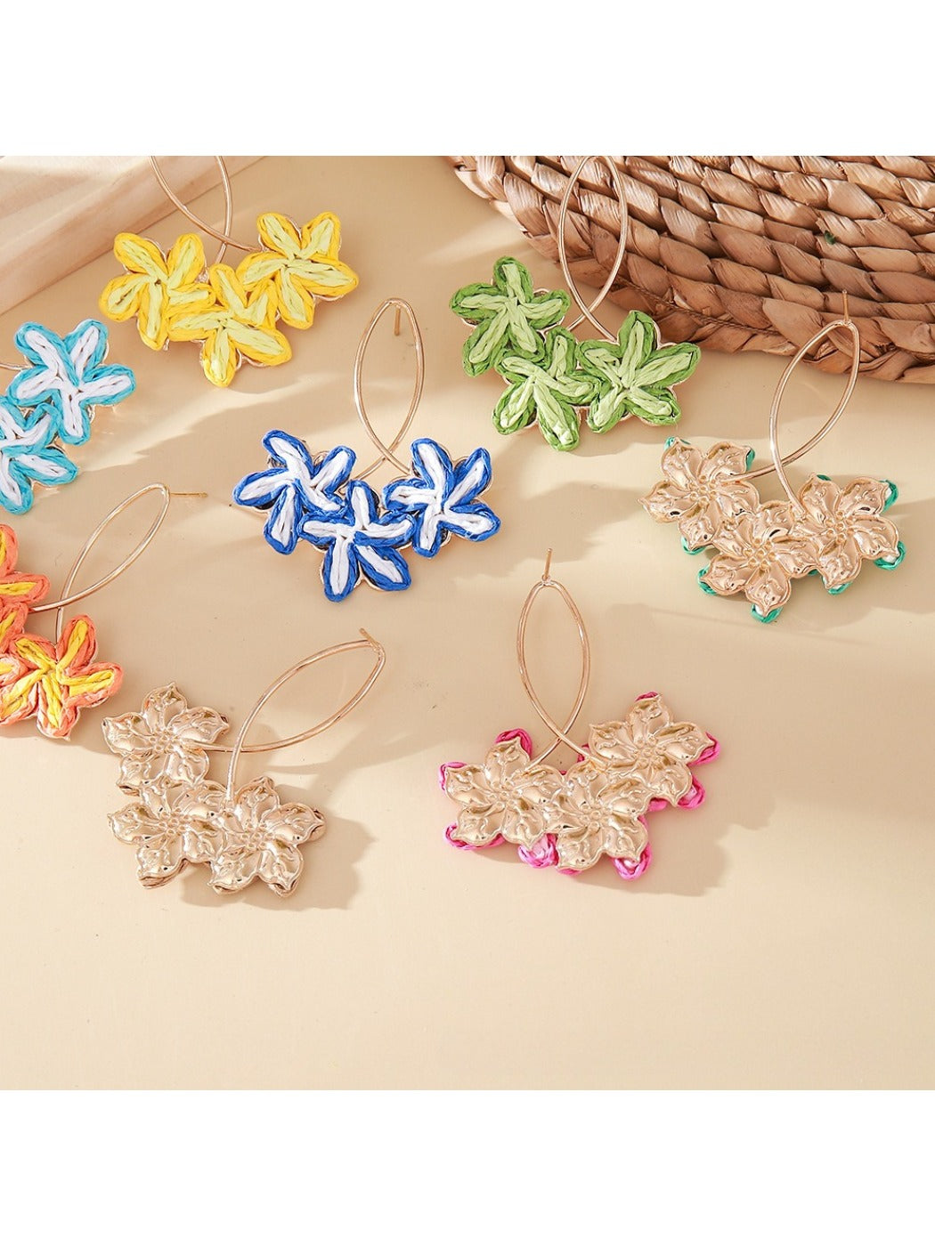 Earedge Sweet Flower Shaped Drop Earrings displayed on a white background showing front view