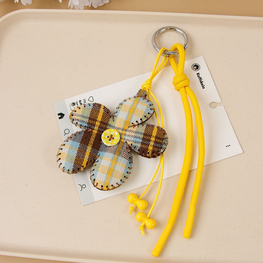 Keypus - Plaid Flower Fabric Bag Charm Keychain