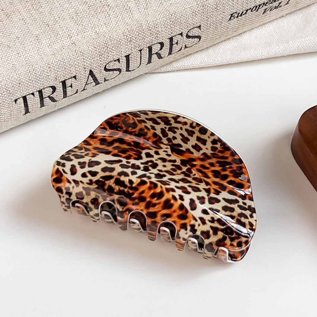 Beau - Geometric Pattern PVC Half Moon Claw Clip