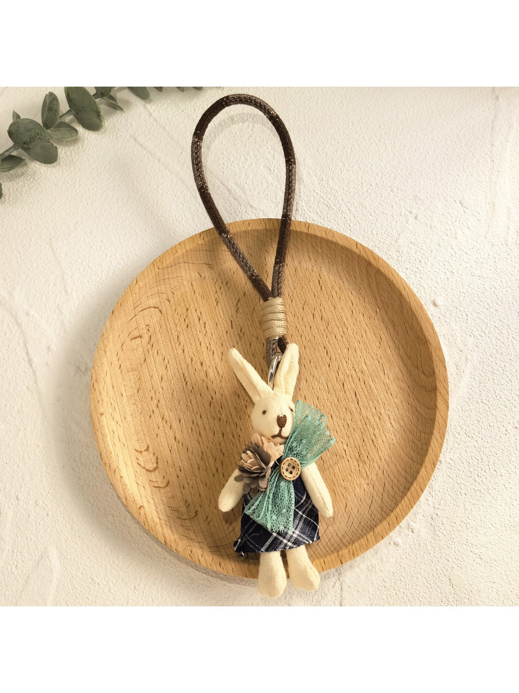 Top view of the bunny pendant keychain highlighting its smooth edges