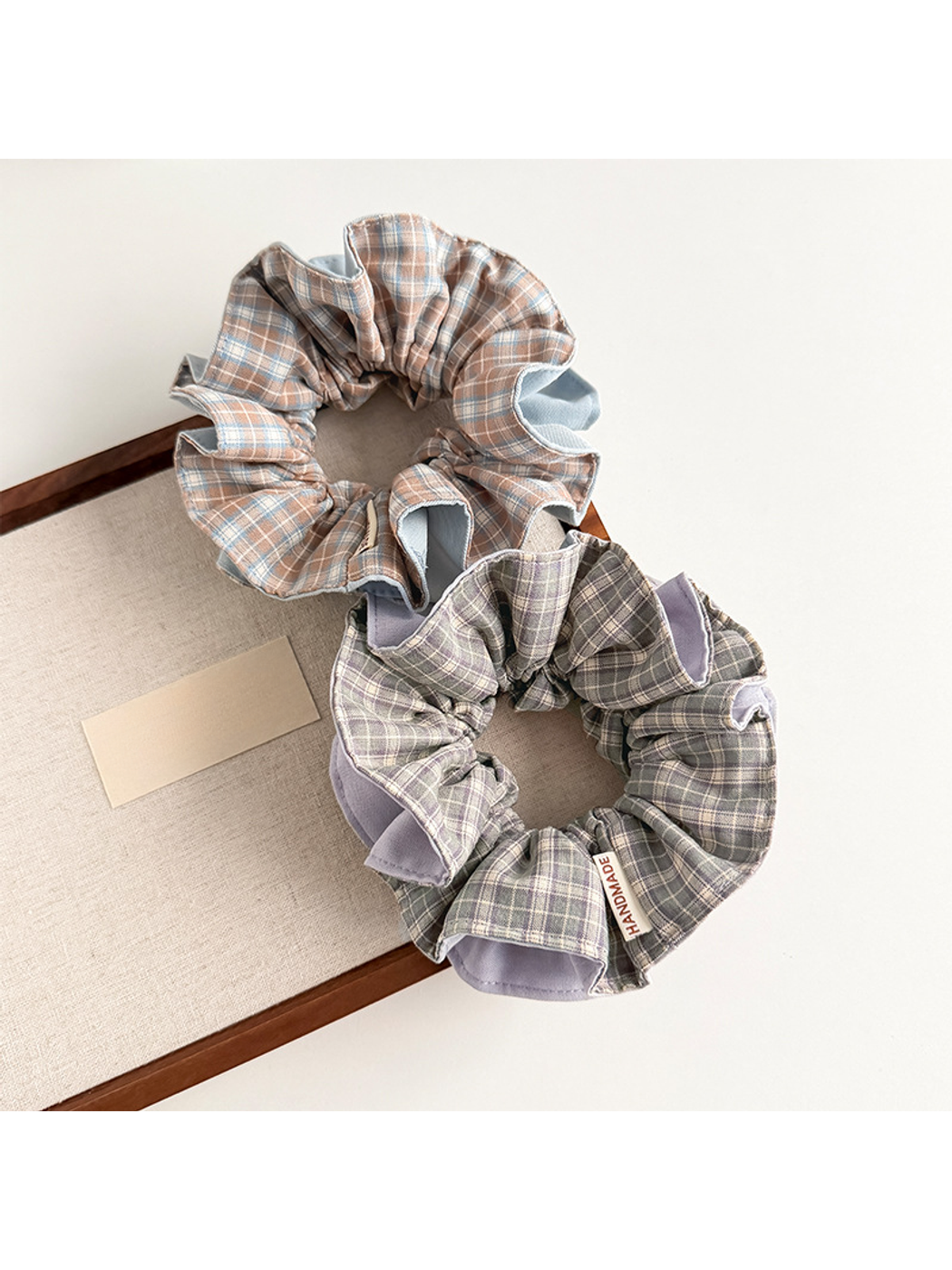 Gifty - Plaid Patchwork Contrast Hair Scrunchie