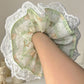 Gifty - Cute Bear Print Lace Trim Scrunchie