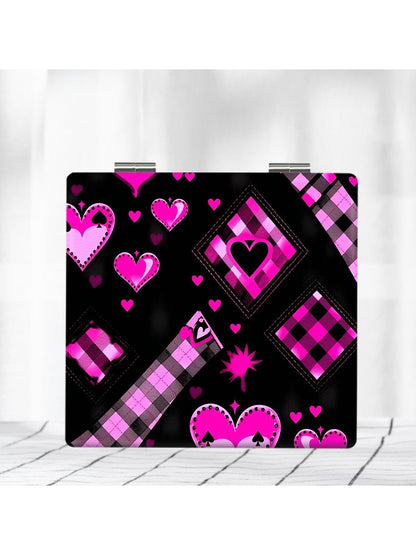 Mirroray - Square Y2K Heart Pattern Compact Folding Mirror