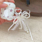 Keypus - Beaded Trim Lace Bow Decorative Bag Charm Keychain