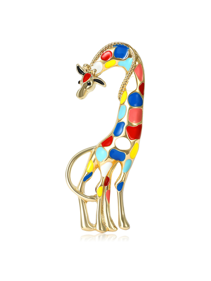 Brovia - Enamel Giraffe Animal Alloy Fashion Brooch