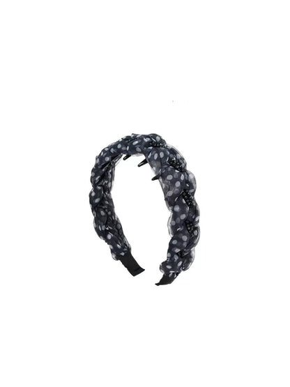 Gifty - Braided Polka Dot Mesh Accent Wide Headband